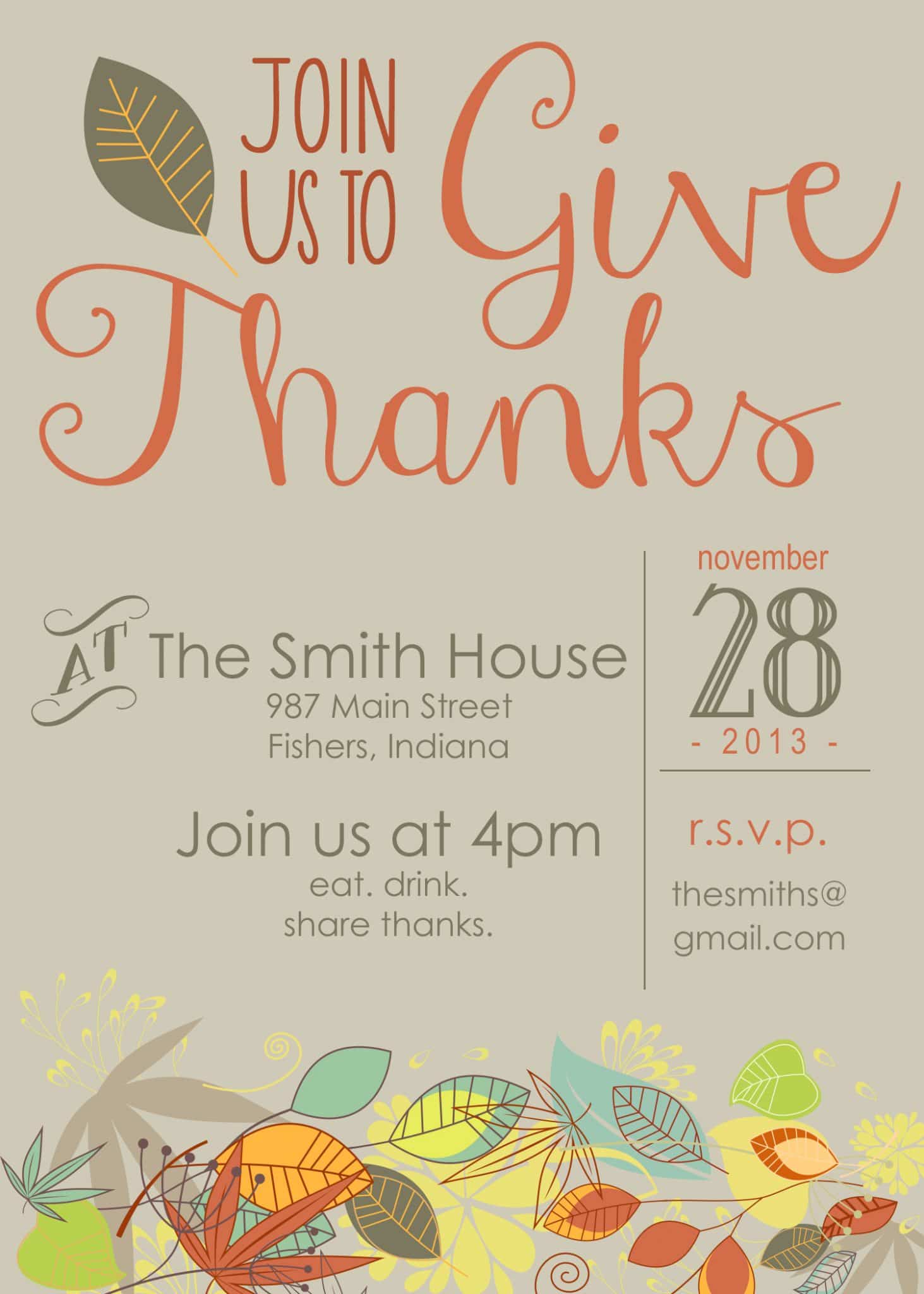 Printable Thanksgiving Invitation Printable World Holiday