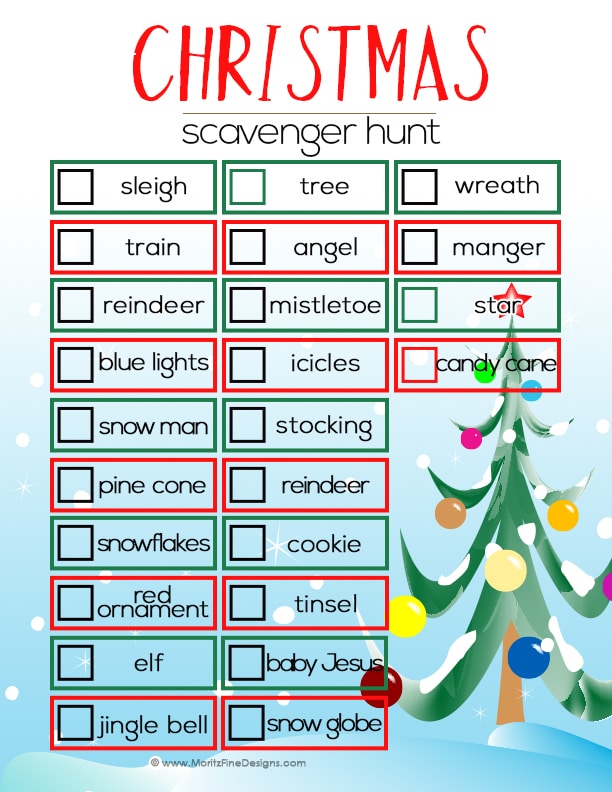 Christmas Scavenger Hunt For Kids Free Printable