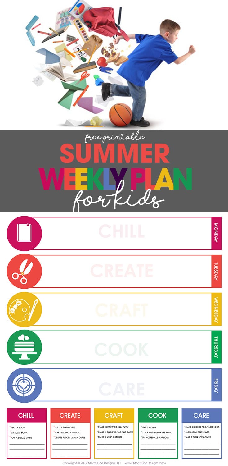 summer weekly plan | weekly schedule for kids | free printable | organize your life