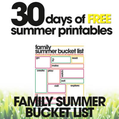 Family Summer Bucket List | Free Summer Printables Day #14