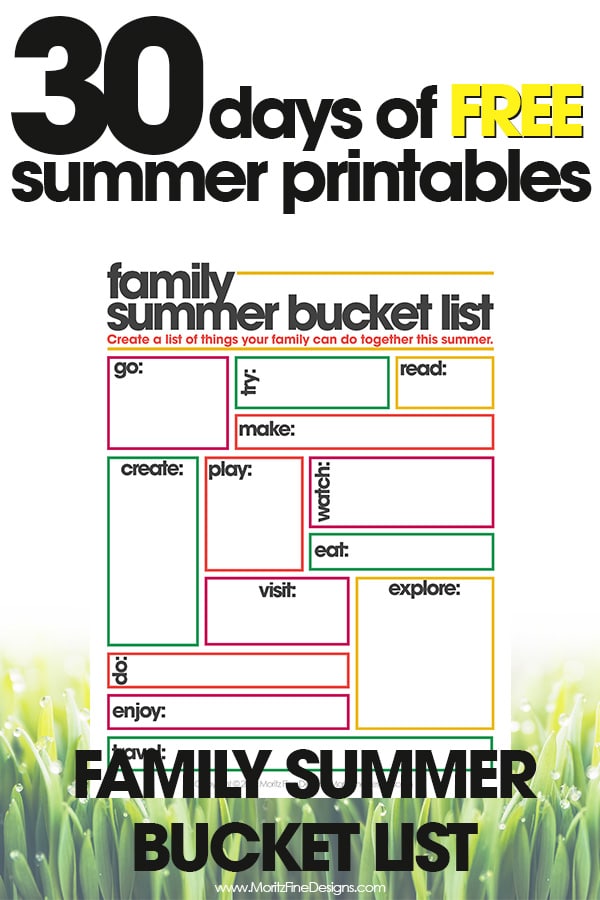 free summer printables | family summer bucket list | fun summer activities for families | free printables