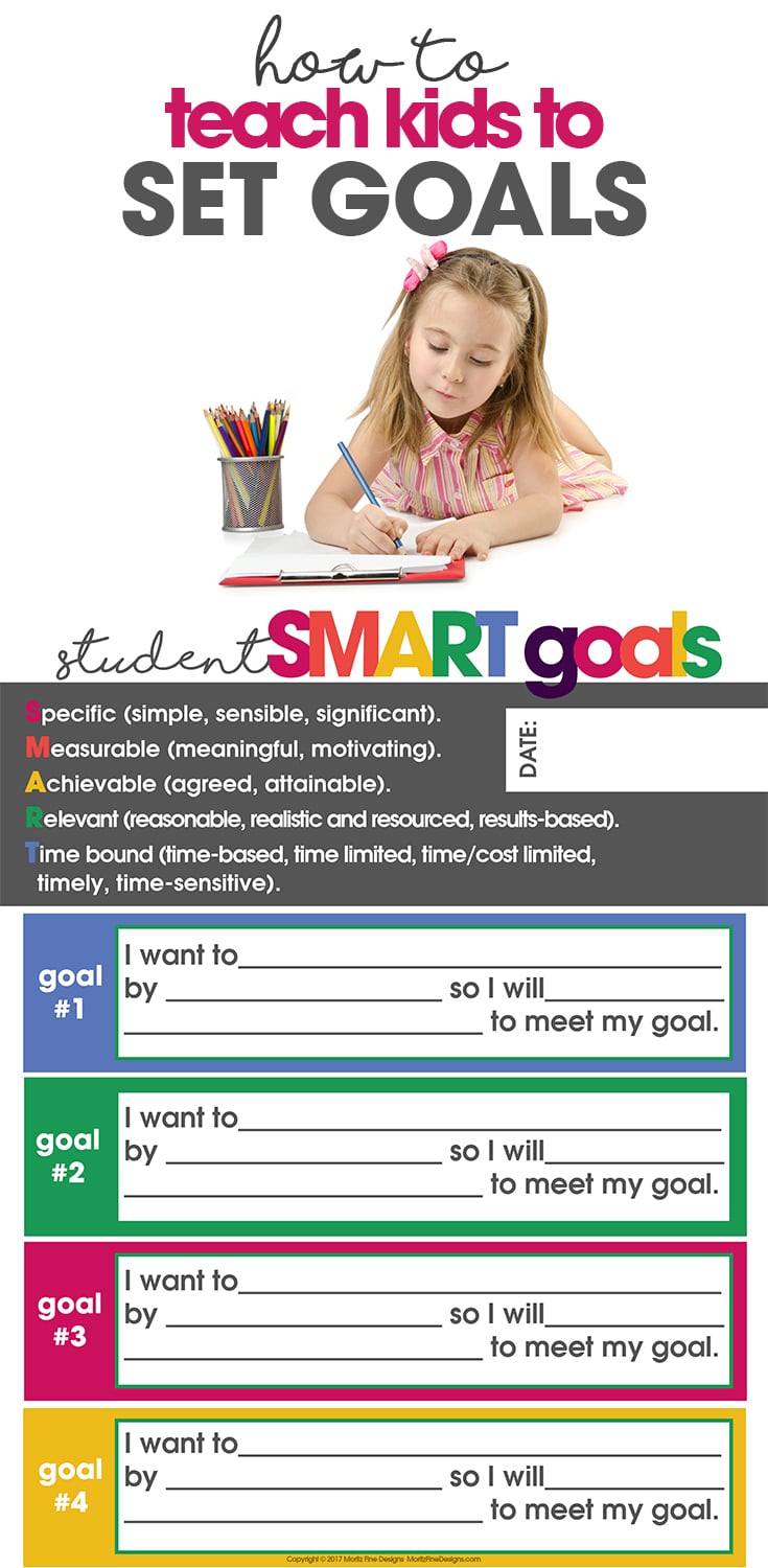 How to Teach Kids to Set Goals | Free Printable Goal List | easy SMART goals for kids, teens & adults | goal setting