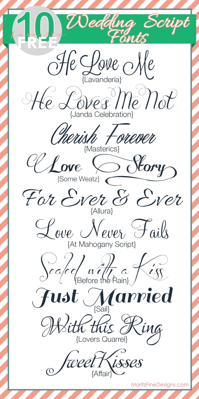 Don't go through wedding season without these free Wedding Script Fonts! Perfect to design your own wedding invitations or prepping for a wedding shower.