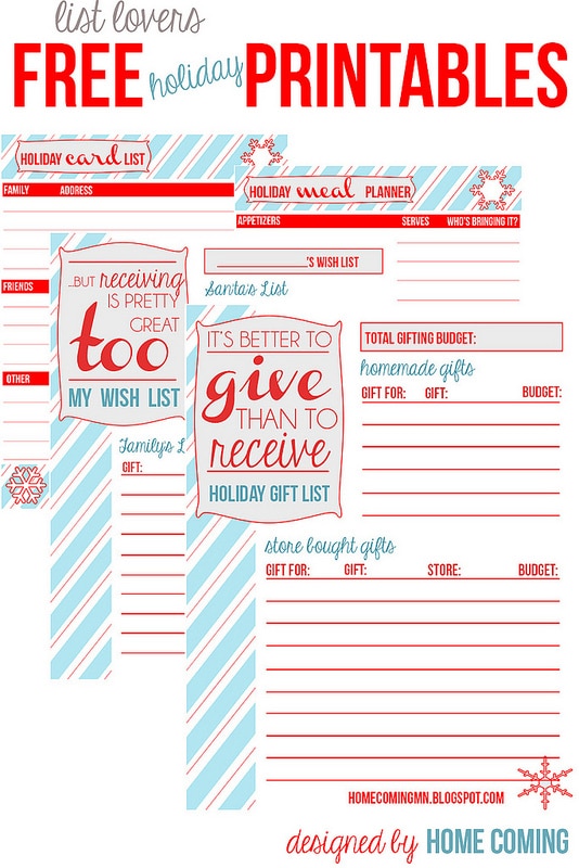 free holiday oraganizational planner