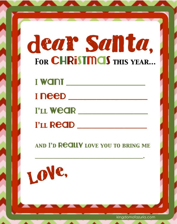 dear santa printable letter