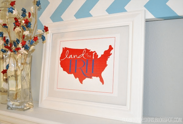 land of free 4th of July Printable