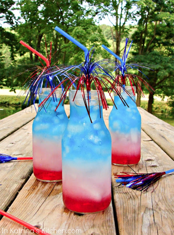 Five-Minute 4th of July Treats layered drinks