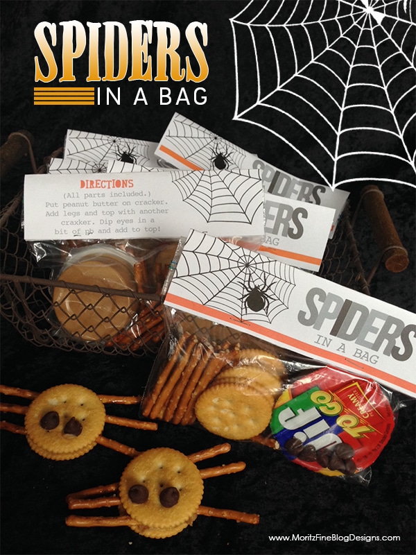 Spiders in a Bag are perfect for Halloween Parties or to put in your kid's lunches! Kids of all ages can build their own spider sandwiches!