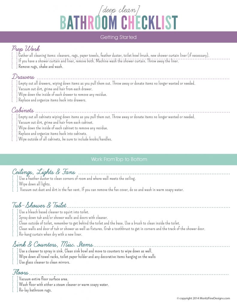 Deep Clean The Bathroom Checklist Free Printable Deep Clean Bathroom Checklist Get Your In No Time At All