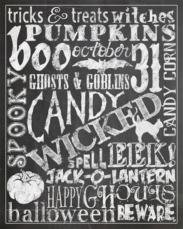 Chalkboard Halloween Printables are cute and simple decor for your home!