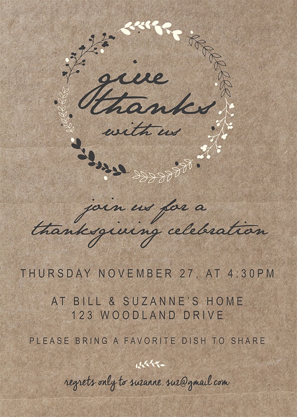 Use this free customizable Printable Thanksgiving Invitation to invite your friends and family to Thanksgiving dinner. #thanksgivinginvitations