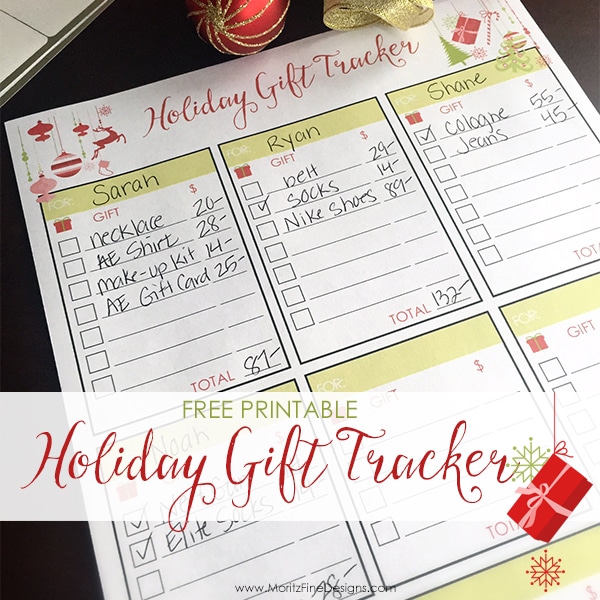 Holiday Gift Tracker Free Printable