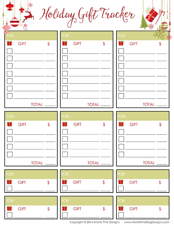 Holiday Gift Tracker Free Printable