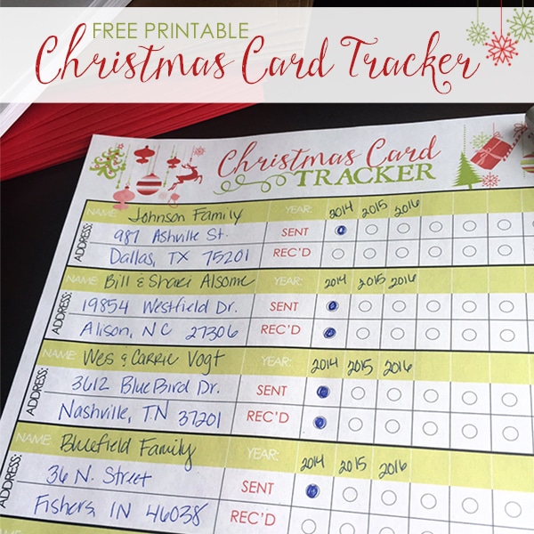 Christmas Card Tracker