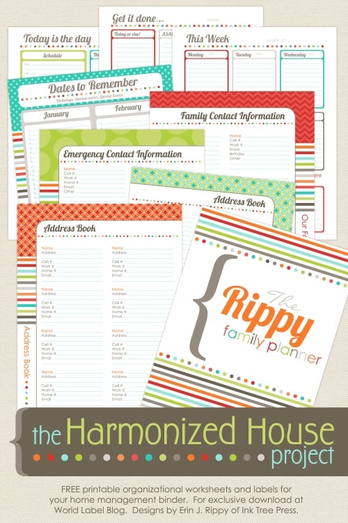 Get your home organized with a variety of these free Home Organizer Printables. Keep all your valued information in one spot!