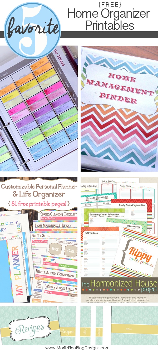 Get your home organized with a variety of these free Home Organizer Printables. Keep all your valued information in one spot!