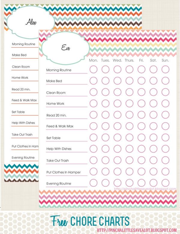 Free Printable Daily Chore Charts