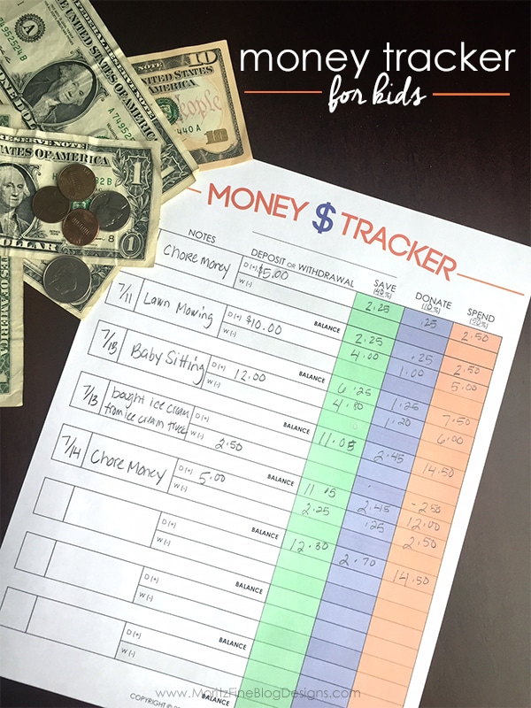 Do you need a system to help your kids keep track of the money they earn/receive? Use this free Money Tracker for Kids to teach your kids to manage money.