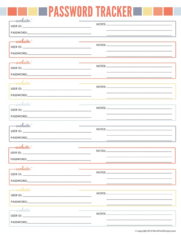 password tracker | password tracker printable | organize your passwords | free printable