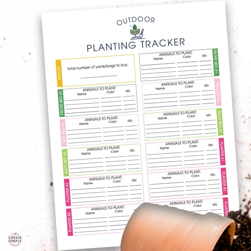 Use the Outdoor Planting Tracker to remember from year to year which plants and how many to buy for your flower beds and garden.