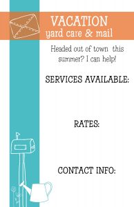 If your kids are looking for a summer job, they can easily get jobs within the neighborhood. Simply use these Kid's Summer Job Customizable Flyers.