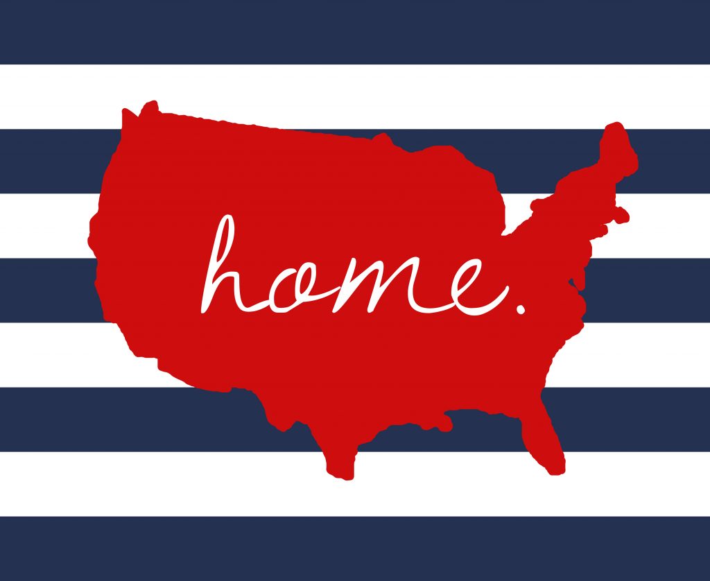 A quick, simple way to decorate your house this year is to use this U.S. Home 4th of July Printable. Print and hang of use it on your holiday buffet table.