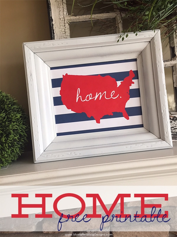A quick, simple way to decorate your house this year is to use this U.S. Home 4th of July Printable. Print and hang of use it on your holiday buffet table.