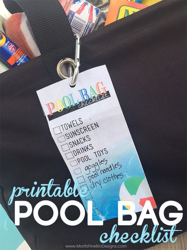 Always forgetting something on your way out the door to the pool? Attach this printable pool bag checklist tag to your pool bag and never forget a thing!