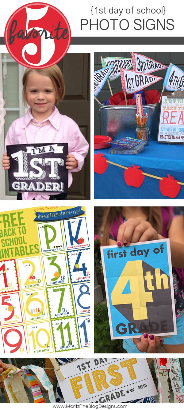 Snap a quick photo of your kid's first day of school using these Back to School Photo Signs to mark what grade they are in.