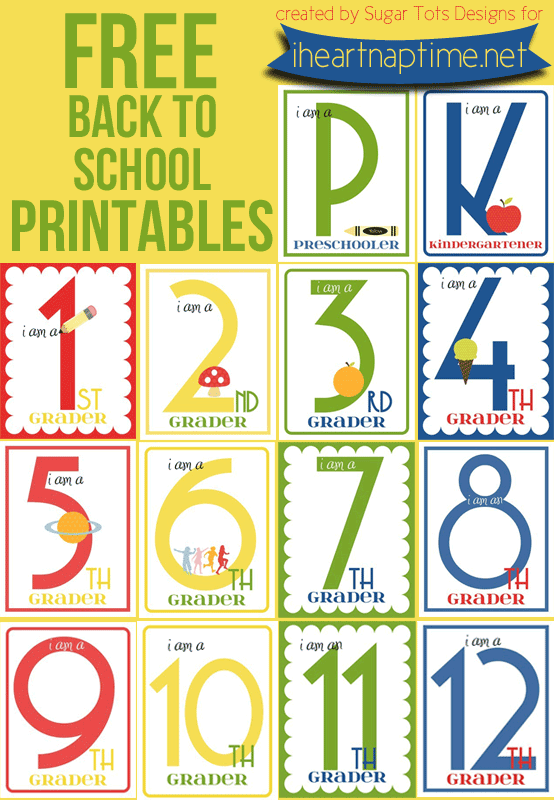 Snap a quick photo of your kid's first day of school using these Back to School Photo Signs to mark what grade they are in.