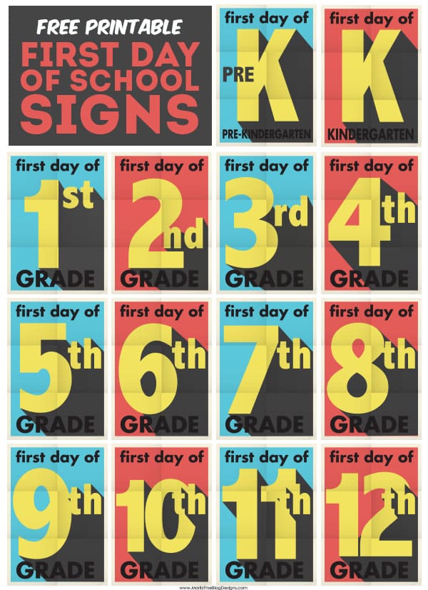 Don't forget to take a picture of your kids on their first day of school. Use these fun First Day of School Signs to mark what grade your student is in!