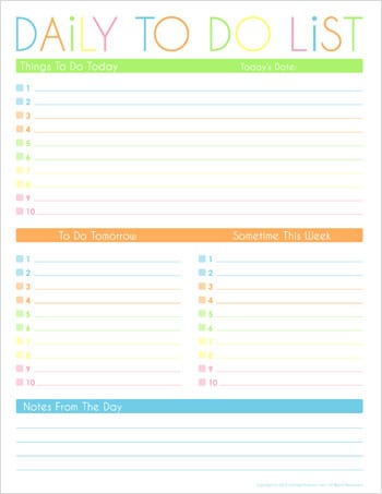 Stay on track and get more done everyday with a free printable Daily To Do List. Find the perfect Daily To Do List for you, many options to choose from!