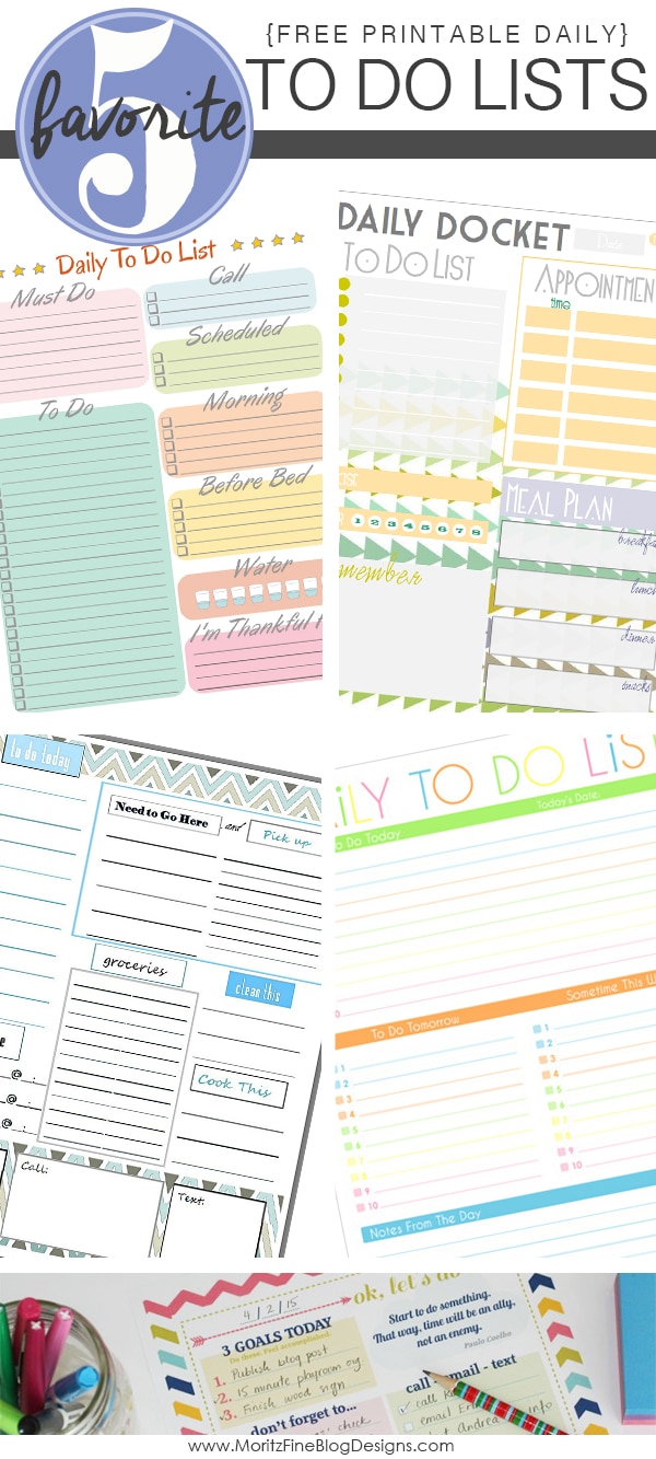 Daily To Do List Free Printables | Friday Favorite 5