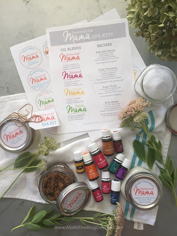 Enjoy a spa-like feeling in the comfort of your own home! Use these free printables and recipes to create your own Essential Oils Homemade Spa Kit in just minutes. 