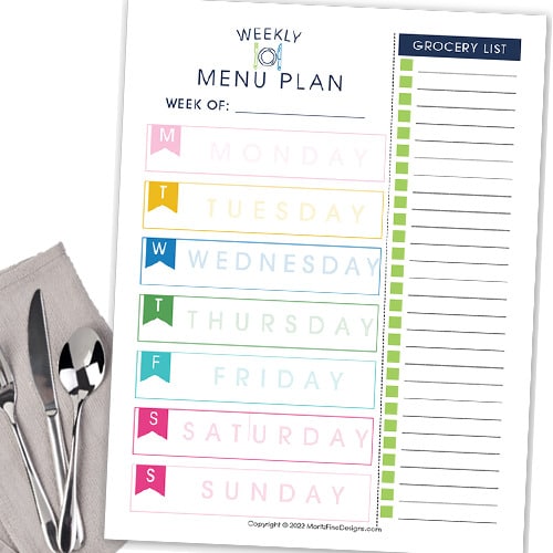 Weekly Menu Plan Printable