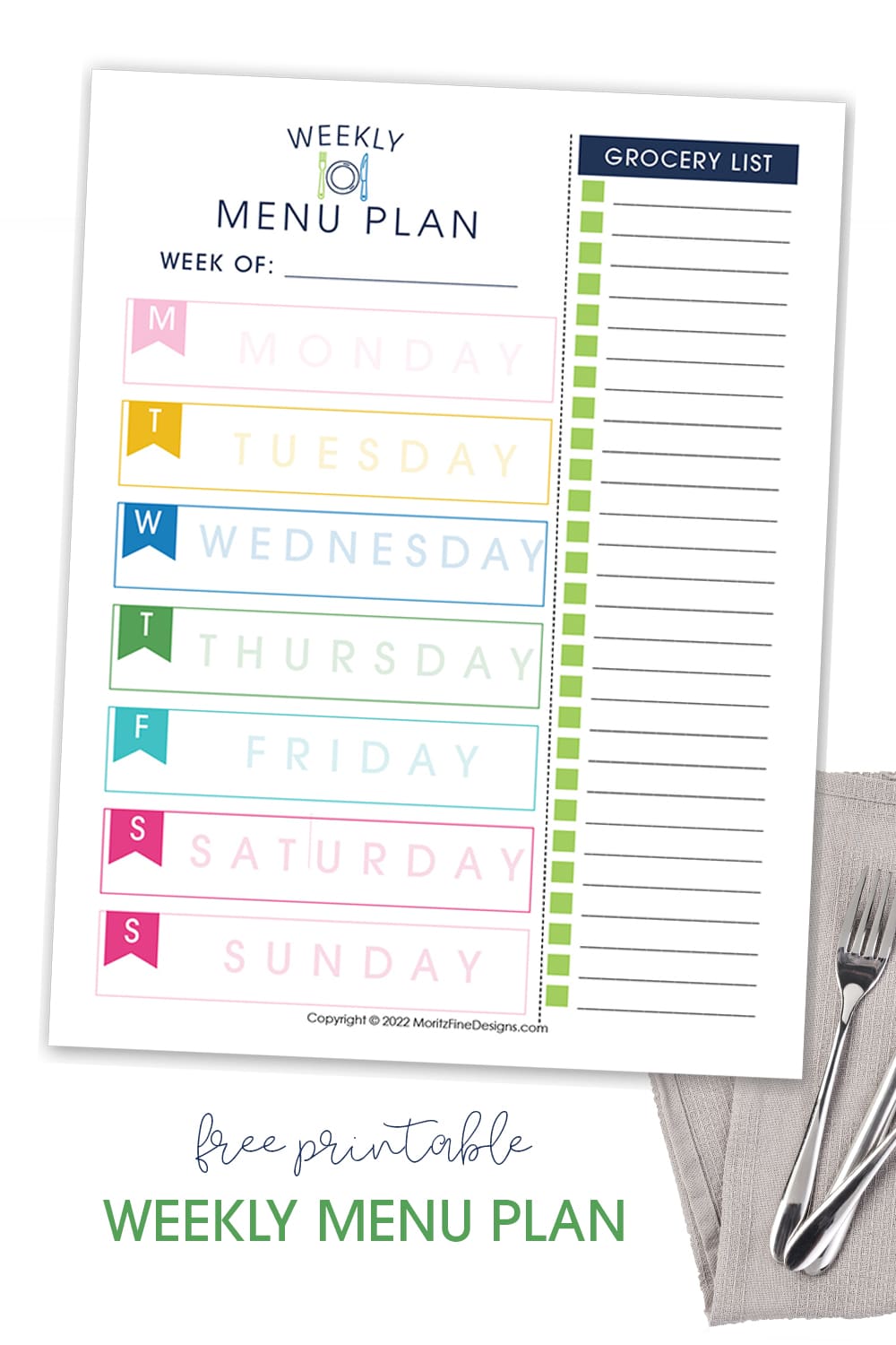 Do you struggle to get dinner on the table every night? Making dinner can be easy with the help of this free printable Weekly Menu Planner.