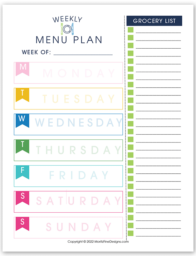 Do you struggle to get dinner on the table every night? Making dinner can be easy with the help of this free printable Weekly Menu Planner.