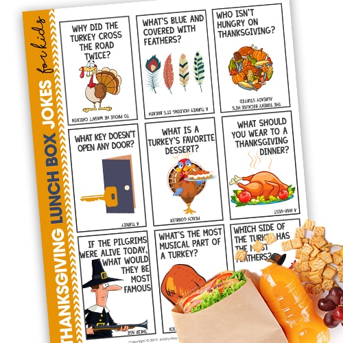 Do your kids love to get surprises in their lunchbox? Use these fun Thanksgiving Lunchbox Jokes to put in their lunch. All their friends love it too!