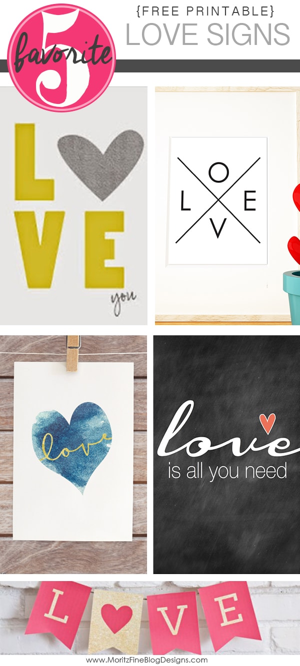 You can grab one of these cute Free Printable Love Signs to use to help decorate your home this Valentine's Day!