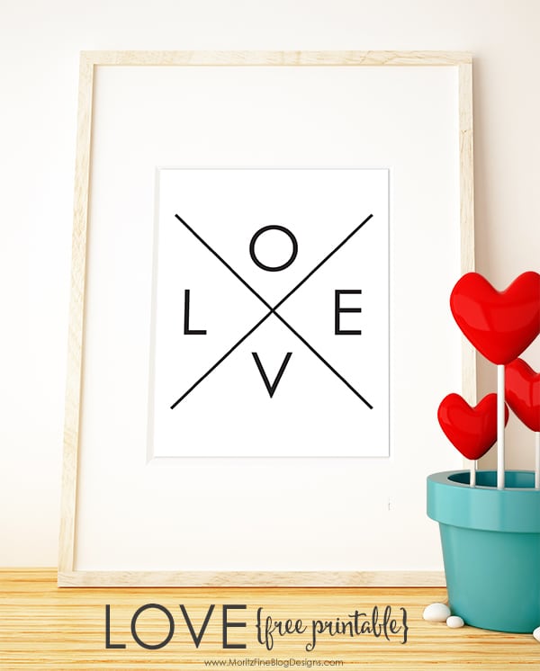 A cute LOVE printable that you can use for Valentine's Day or even keep it up year round {it's not too girly either!} plus its FREE!
