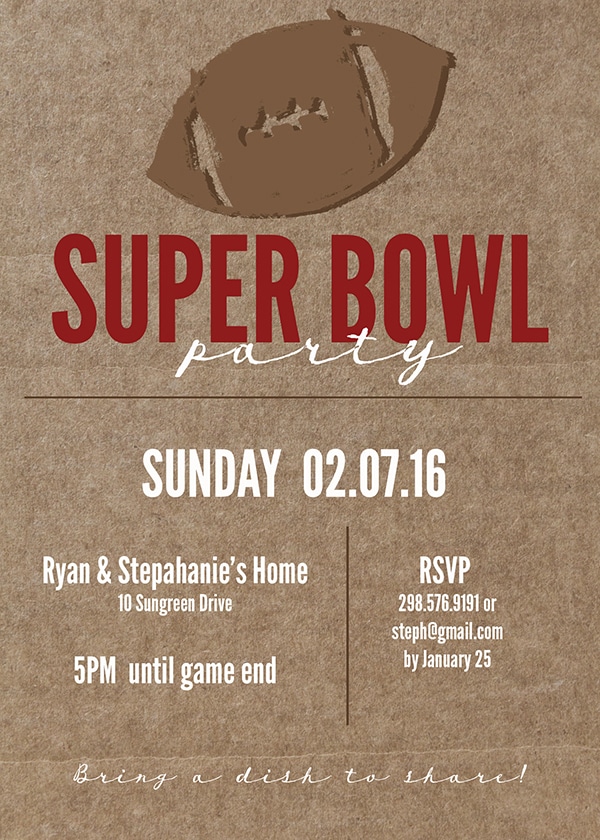 Super Bowl Printable and Invitation. Great for your Super Bowl Party, download and print! Customizable Football Invitation for any football party.