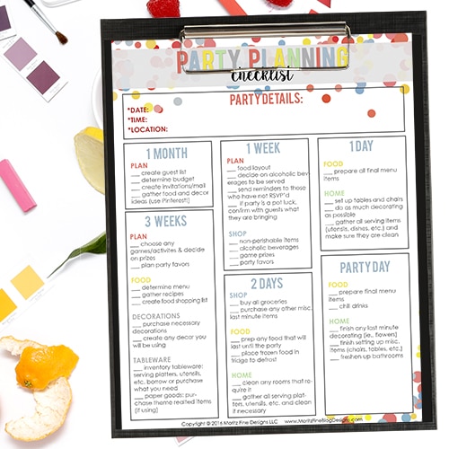 Don't miss a beat at your next party! Use the free printable Party Planning Checklist to ensure you throw the best party ever!