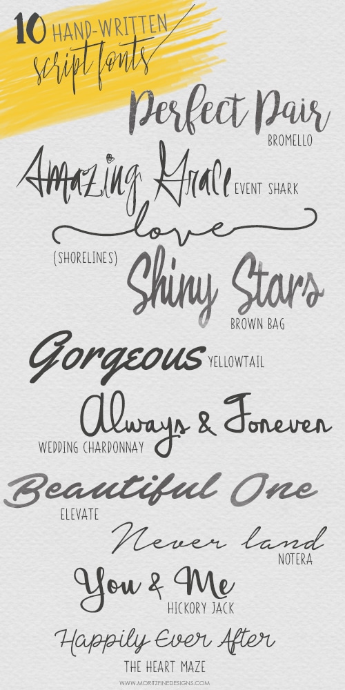 If you love fonts, these free beautiful, irresistible Hand-Written Script Fonts are perfect for your latest printables, craft projects, invitations & more.