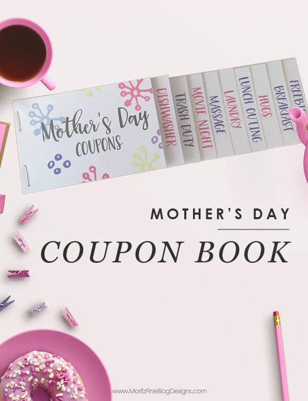 This Mother's Day Coupon Book is easy to print out, cut apart (perfect job for the kids) and deliver on Mother's day. There are even 4 customizable coupons!