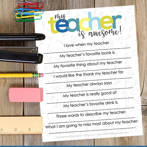 Teacher Appreciation Printable