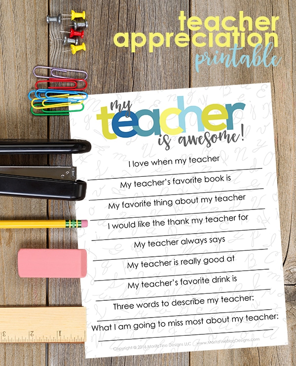 Teacher Appreciation Printables