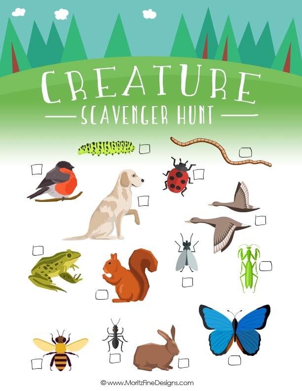 free summer printables | creature summer scavenger hunt | fun outdoor activities for kids | free printables