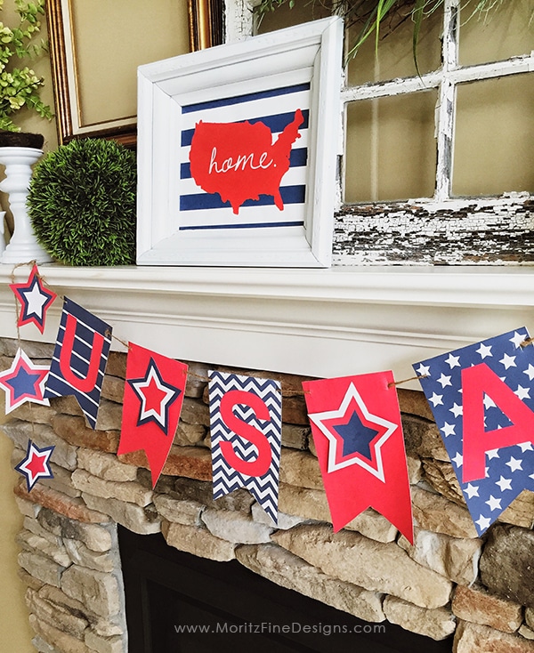 free summer printables | 4th of July banner | 4th of July Holiday decor printables | free printable"