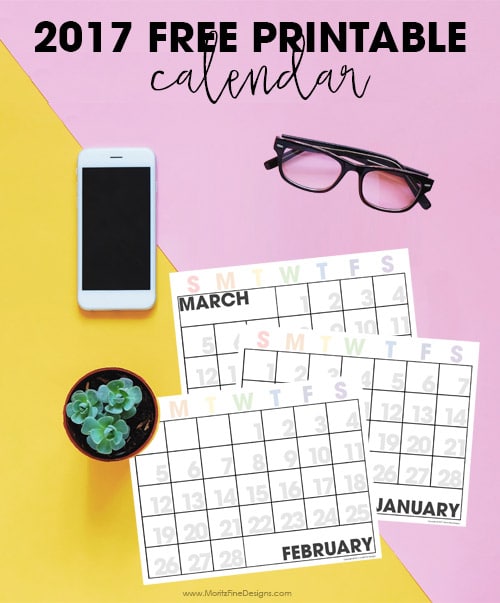 Free Editable 2017 Printable Calendar - Perfect for adding all your events: school, home, work, and more--it makes getting life organized, easy!