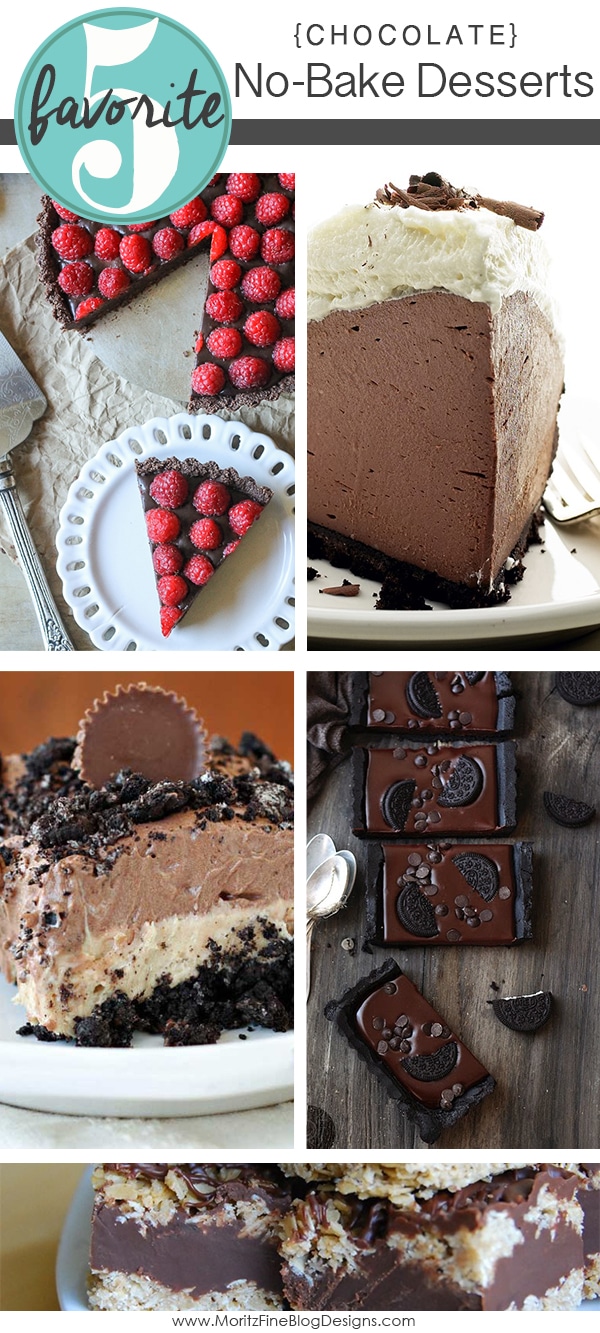 Need a fast, quick and easy dessert? Do not even think about turning on the oven, instead make one of these 5 awesome No Bake Chocolate Desserts.